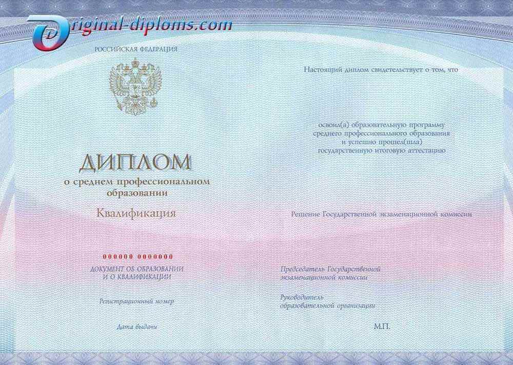 Диплом техникума, колледжа 2014-2021 год (НОВОГО ОБРАЗЦА)